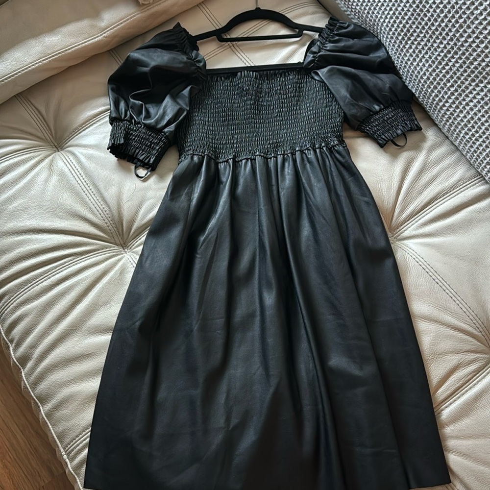 Faux leather black dress